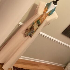 Elegant Cream Maxi Dress Vneck sleeveless A line splits on each side